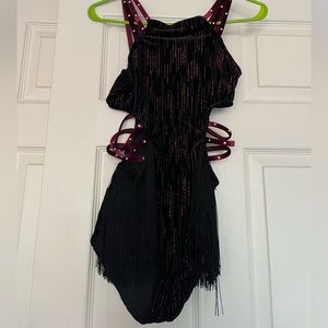 Black fringe jazz dance costume